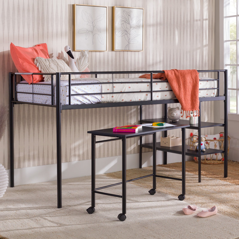 Isabelle & Max™ Nanafalia Platforms Loft Bed with Shelves by Isabelle